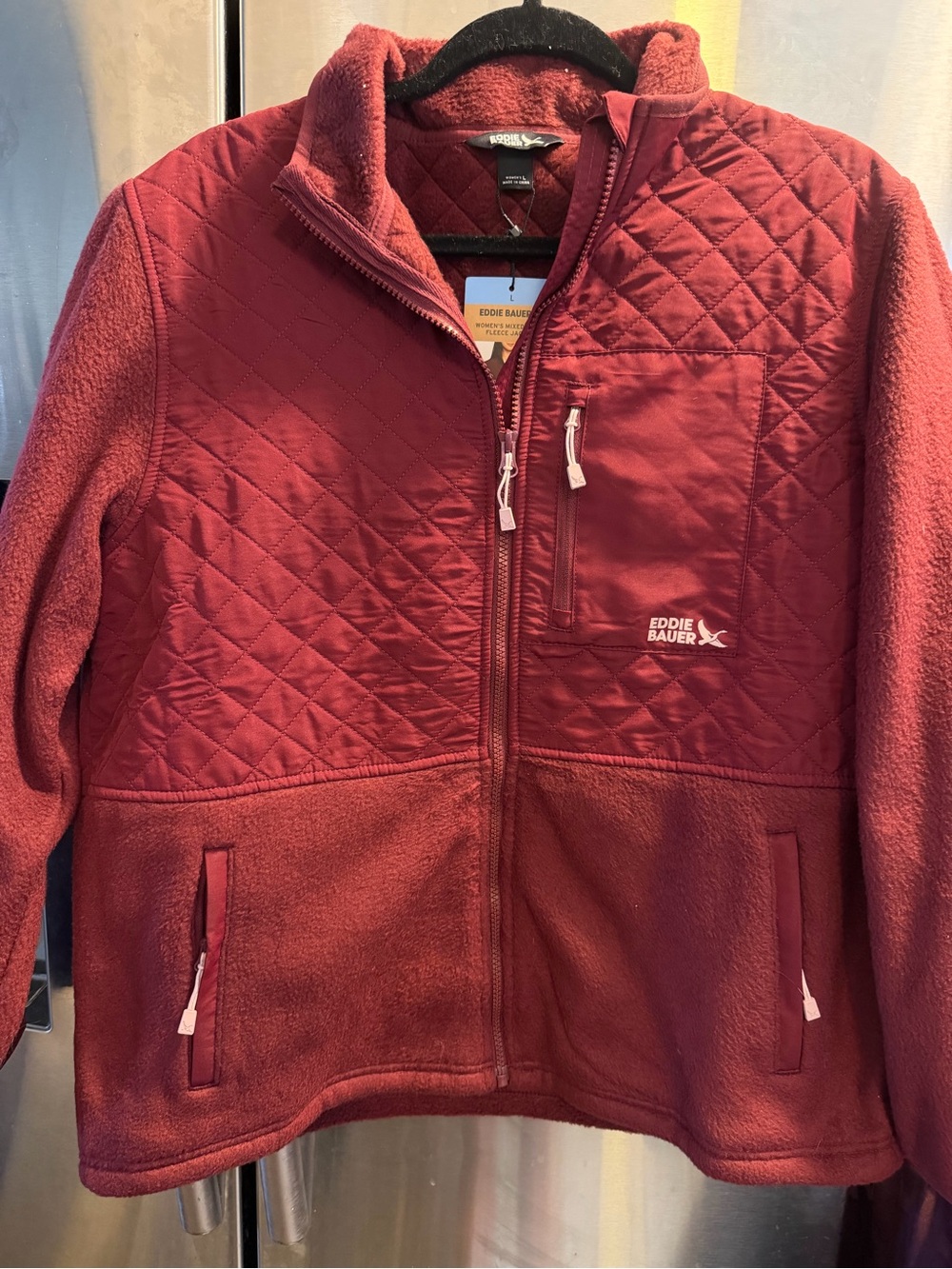 Eddie Bauer Quilted Chest Utility Jacket in Deep Red